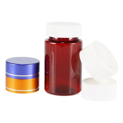 Customized 100ml Transparent Red Empty Plastic Pill Candy Medicine Capsule Liquid Vitamins Supplement Bottle With Screw Cap