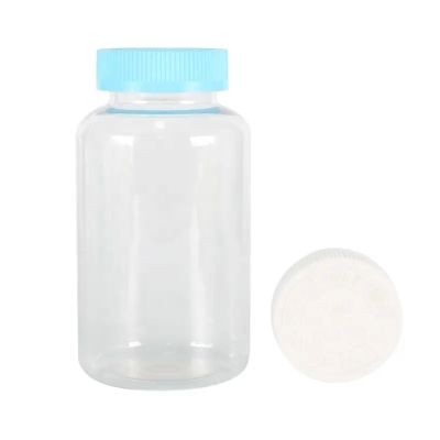 500ml Clear Empty Plastic Pill Bottle Soft Touch Supplement Packaging Bottle Vitamins Healthcare Container With Sky Blue Cover