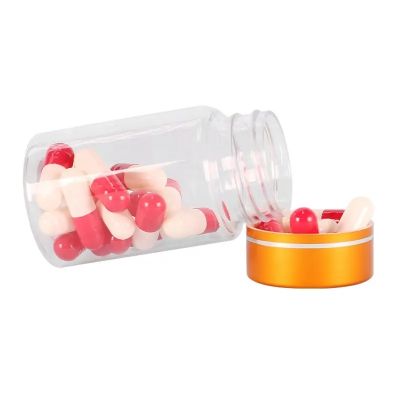 Custom Transparent Small 60cc Plastic Medicine Bottle Vitamin Supplement Capsule Plastic Pill Bottle With Metal Lid