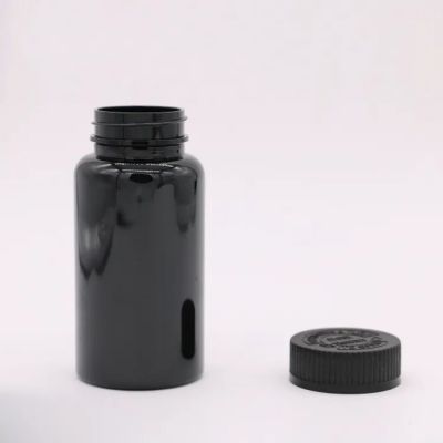 black plastic pet bottle capsule vitamin container with screw cap supplement packaging bottle for calcium