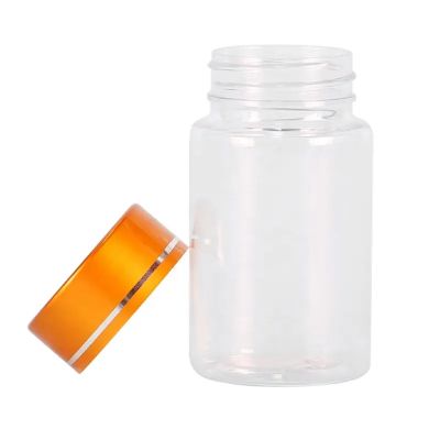 reasonable price 60ml transparent custom packaging PET plastic bottles pills capsules tablet bottles with metallic screw cap