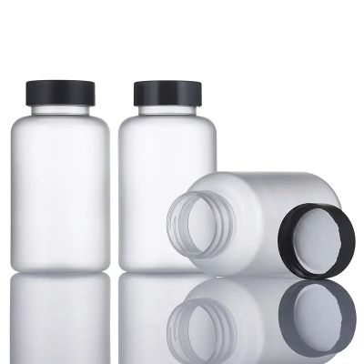 high quality 100ml 240ml Acrylic pharmaceutical plastic empty medicine capsule bottle pills bottle with colorful caps