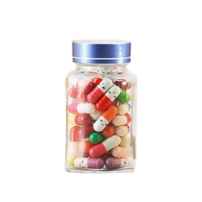 transparent 120ml plastic vitamin bottle empty capsule gelatin containers with blue metallic cover