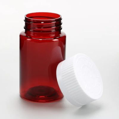 Custom Transparent Red 300ml Empty Plastic Pill Container Vitamin Capsule Supplement Bottle With Screw Cap