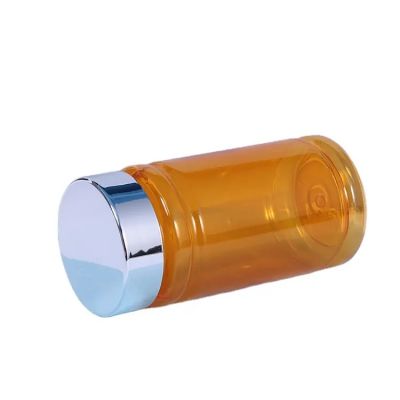 Custom Transparent orange Pet Container Vitamin Empty Pet Capsule Plastic Pill Bottles With Aluminum Cap