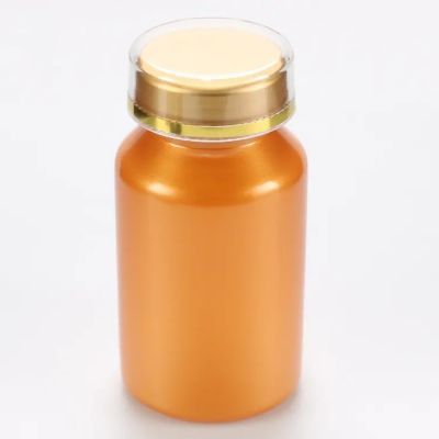 Custom 120ml 150ml Plastic Orange Acrylic Pill Bottle Health Pill Capsule Powder Tablet Packing Bottles With Aluminum Double Cap