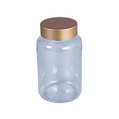 150ml transparent pet plastic capsule vitamin bottle calcium pills container with metallic cover