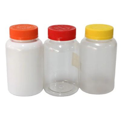 PET clear plastic capsule bottles seal vitamin container with screw lid calcium tablets healthcare storage
