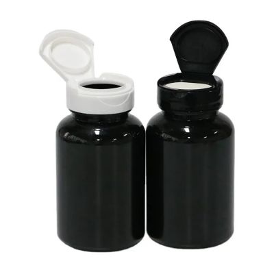 Wholesale 120ml 150ml 200ml 250ml Black Pet Plastic Pill Capsule Packing Empty Pill Bottles With Flip Cap