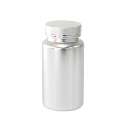 Customized 200ml argent plastic pill bottle empty capsule vitamin container with electroplated silver cap