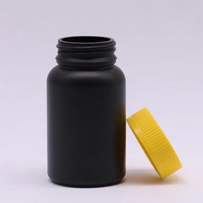 Wholesales 100ml 150ml 200ml Matte Black Pill Bottle Plastic Pet Pill Capsule Bottle With Child-resistant Screw Cap
