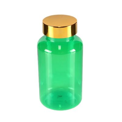 In Stock 150ml 120ml 200ml 250ml 300ml Pet Light Green Plastic Pill Packing Bottles With Metal Cap