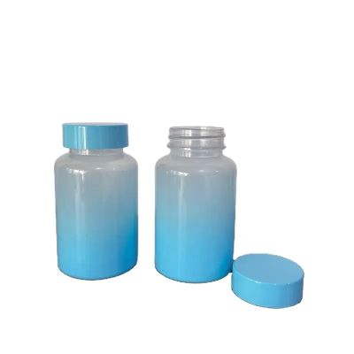 Costom 30ml 50ml 100ml Matte Blue Chormed Plastic Pill Bottle Capsule Bottle With Caps