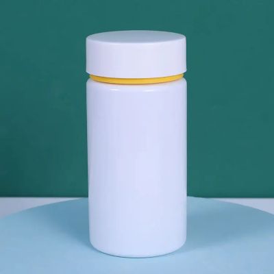 Custom Empty Plastic White Container Bottle Vitamin Capsule Bottle With Colored Cap
