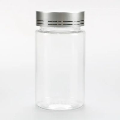 Empty Plastic Transparent Capsule Pill Bottle Tablet Packing Container Bottles With Silver Cap
