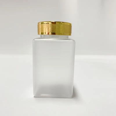Hot Sale Transparent Square Cube Glass Aromatherapy Glass Bottle With Metal Caps