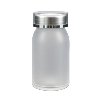 Transparent Capsule Plastic Pet Bottle For Healthy Supplement With Metal Screw Cap