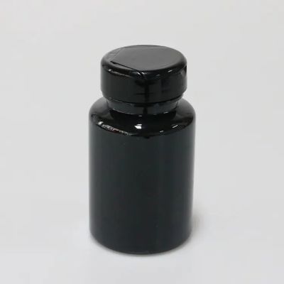 Plastic Black Pet Jar Empty Pill Container Capsule Bottle With White Child Resistant Cap
