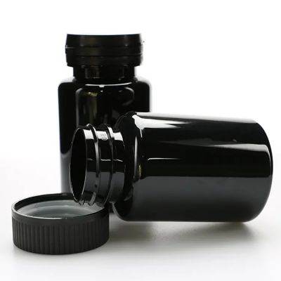 150cc pet Black Plastic Bottle Polyester Bottle With Screw lids Capsule Tablet Pill Bottle