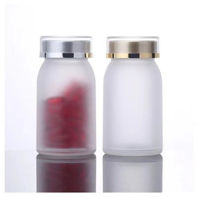 custom 120ml frosting transparent Health care products capsule bottle Round bottles PS Transparent acrylic bottle