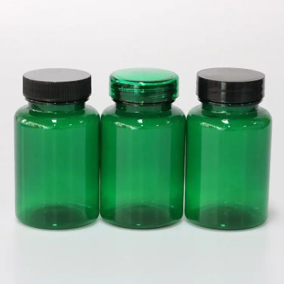 100cc 150cc 200cc 250cc Clear Capsule PET Packer Bottle with Child Resistant Lid for storing supplements, varies capsules