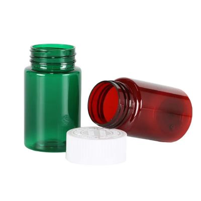 Pill Bottles Capsule Bottle White blue red Empty Custom 60 80 100 Ml Pet Plastic Screen Printing Medicine canisters