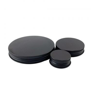 Matte black aluminum screw cap cosmetic plastic jar lid accept customized color logo printing