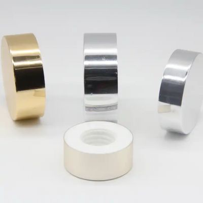 45mm polished anodized shine can plastic chrom aluminum lids for glass bottle