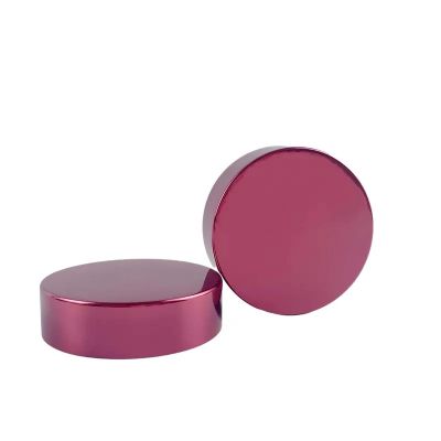 Free sample aluminum dark pink lids customized metal color caps for cosmetics screw bottles