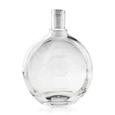 Flat Round Clear Empty glass Bottles 700ml liquor Glass Reed Diffuser Bottles with Screw Lids