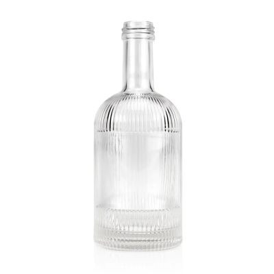 Hot selling fashion design Engraving round shape tequila whisky bottle glass bottle with cork 500ml 700ml