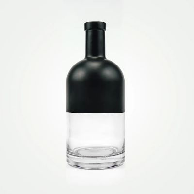Wholesale 750ml Spirit Vodka Custom Aspect semi black painting Vodka Nordic Glass Liquor Bottles