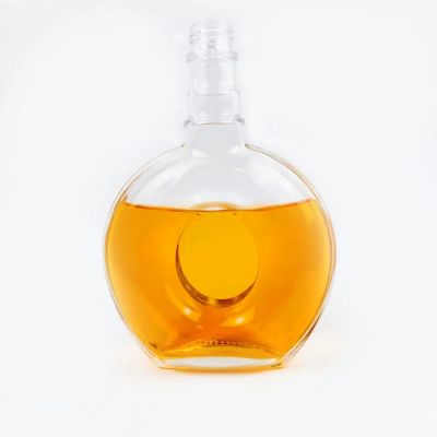 Better Quality Flat Round brandy Glass Bottle Empty For 500ml whisky Luxurious Rum Gin Whisky Brandy