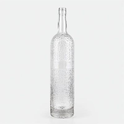 Long bottle tall and thin glass vodka whisky lychee pattern glass wine bottle