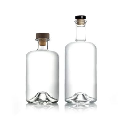 Customized Mountain Base Super Flint Glass Liquor Glass Alcoholic Beverage 700ml 750ml Bottle For Whisky Vodka Gin Tequila