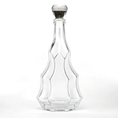 Wholesale glass bottles empty 700ml 500ml 750ml 1000ml clear wine liquor whisky nordic glass bottle with glass stopper