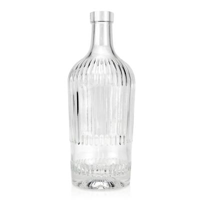 Wholesale round glass vodka glass bottles sculpture empty 700ml clear wine liquor whisky nordic glass bottle with cork