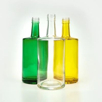 Colored Painting Cylinder Shape 500ml 750ml Glass Mineral Water Bottle For Water Liquor Drinking