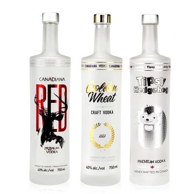 200ml Custom Label 375ml Clear Spirits Flat 500ml 750ml Vodka glass Bottle With Cork