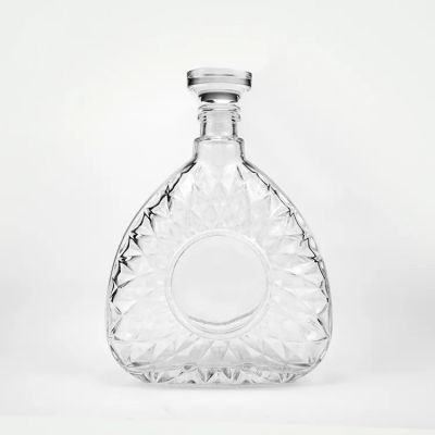 Custom 375 ml 500 ml 700 ml Transparent Round Empty Flint Glass Whisky Liquor Bottle
