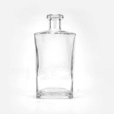 700ml transparent Square empty 1000ml flint glass liquor wine Whisky Vodka bottle with sealed cork lid