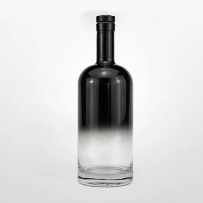 Matte Black Glass Gin Bottle Frosted Black Spirit Liquor Vodka Glass Wine Bottle 750 ml glass olive oil bottle