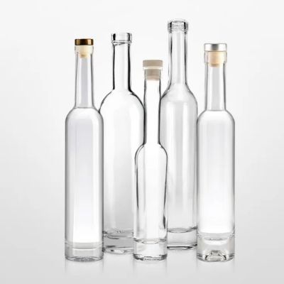 Customized 350ml spirit gin whisky 700ml 750ml vodka brandy liquor clear glass bottle with cork