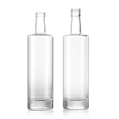 Customized frosted flint round shape 200ml 375ml 500ml 750ml 1000ml glass bottles for vodka whisky gin spirits with stopper