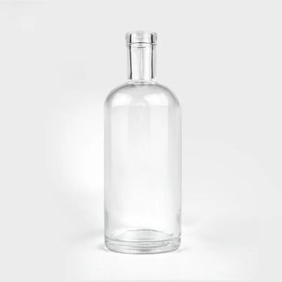 wholesale 500ml 700ml 750ml 1 liter round bottles glass empty gin vodka whiskey glass liquor bottle gin glass bottle with lid