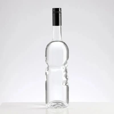 Hot Selling Custom Luxury Long Neck 700ml Beverage Fruit Wine Whiskey Rum Vodka Transparent Glass Bottle with Stopper
