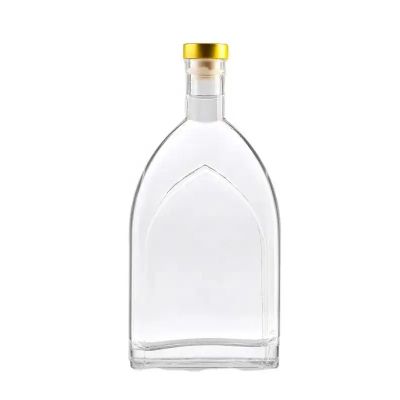 Wholesale Hot Sale Customized Flat Luxury 700ml Empty Whiskey Rum XO Brandy Vodka Spirits Glass Bottles with Stoppers