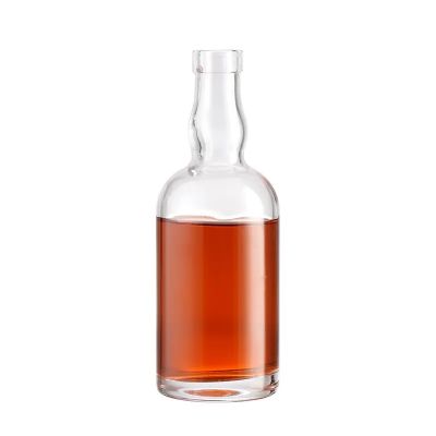 Custom Empty Round 500ml 750ml 1000ml Vodka Spirit Whisky Wine Glass Bottle With Cork