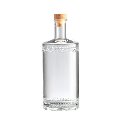 Unique 750ml 1000ml Transparent Round Empty Glass Liquor Wine Vodka Tequila Bottle