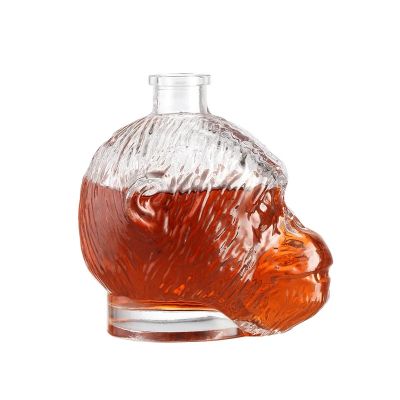 Unique Customized Style 750ml 1000ml Skull Head Shape Bottle Spirits Wine whisky glass bottle